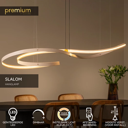 Lucide SLALOM - Hanglamp - LED Dimb. - CCT - 1x80W 2200K/4000K - Beige | Premium - USP